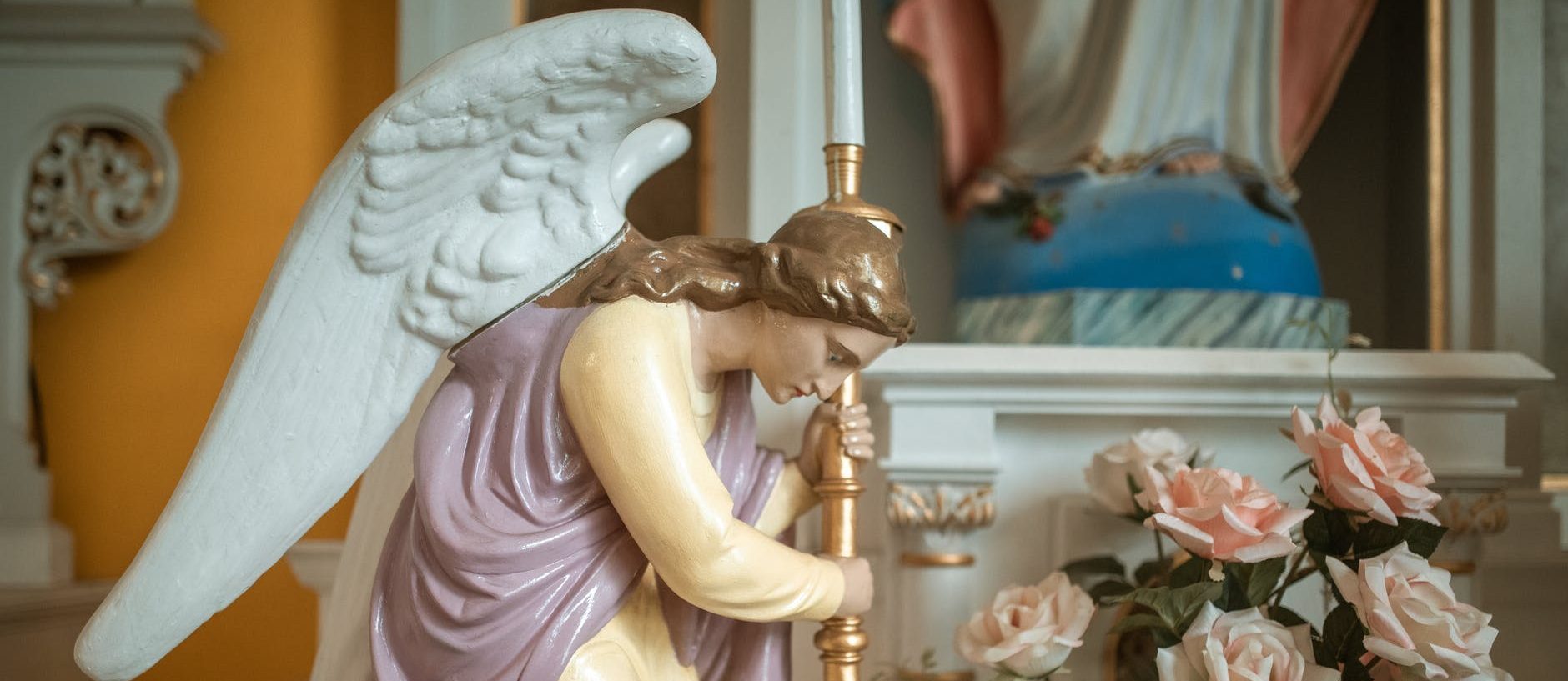 close up shot of an angel figurine